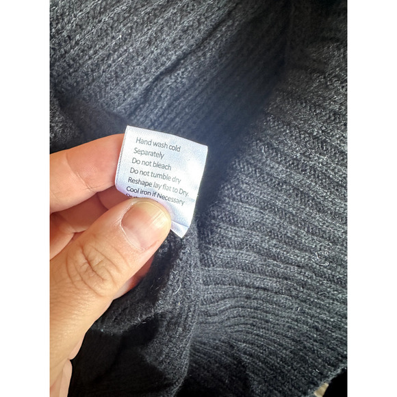 Neiman Marcus Cardigan Womens Large‎ Black Open Front Cold Shoulder Minimalist - Picture 7 of 7